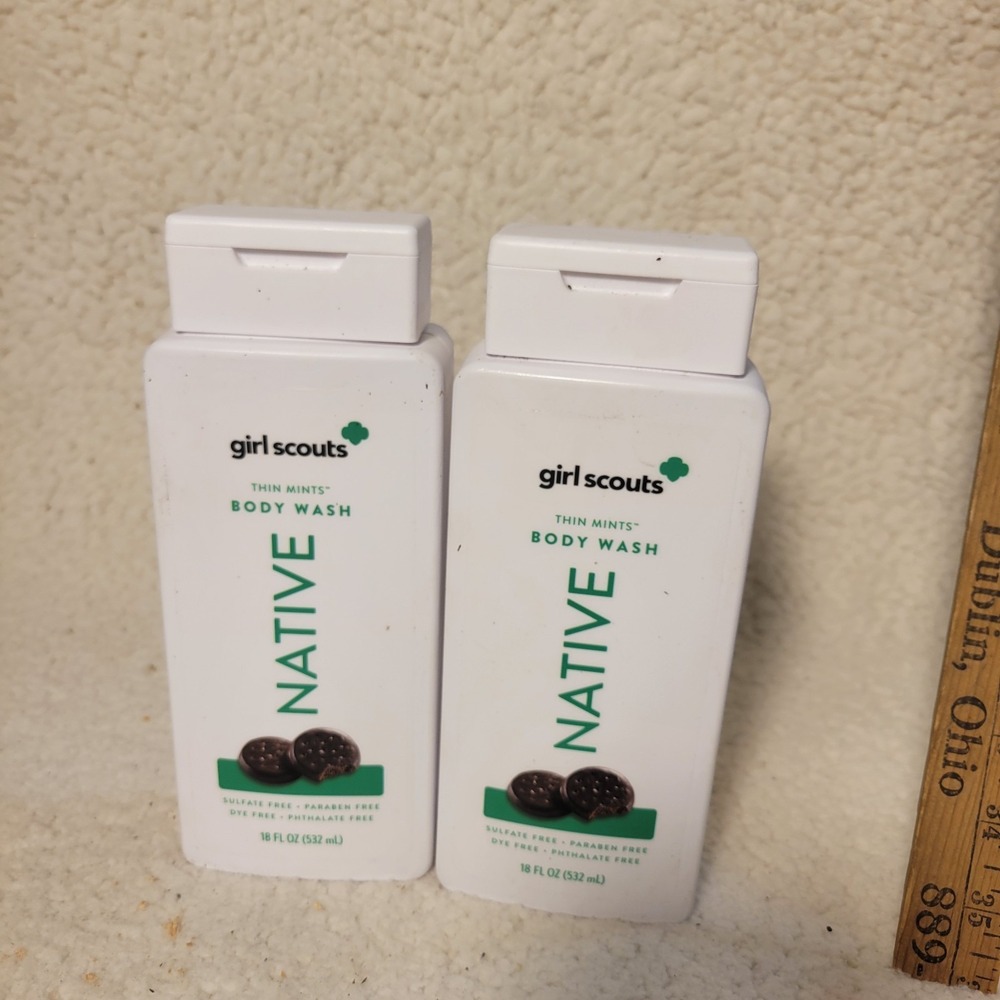 Native Girl Scouts Thin Mints Body Wash 18oz.~Lot Of 2~NEW